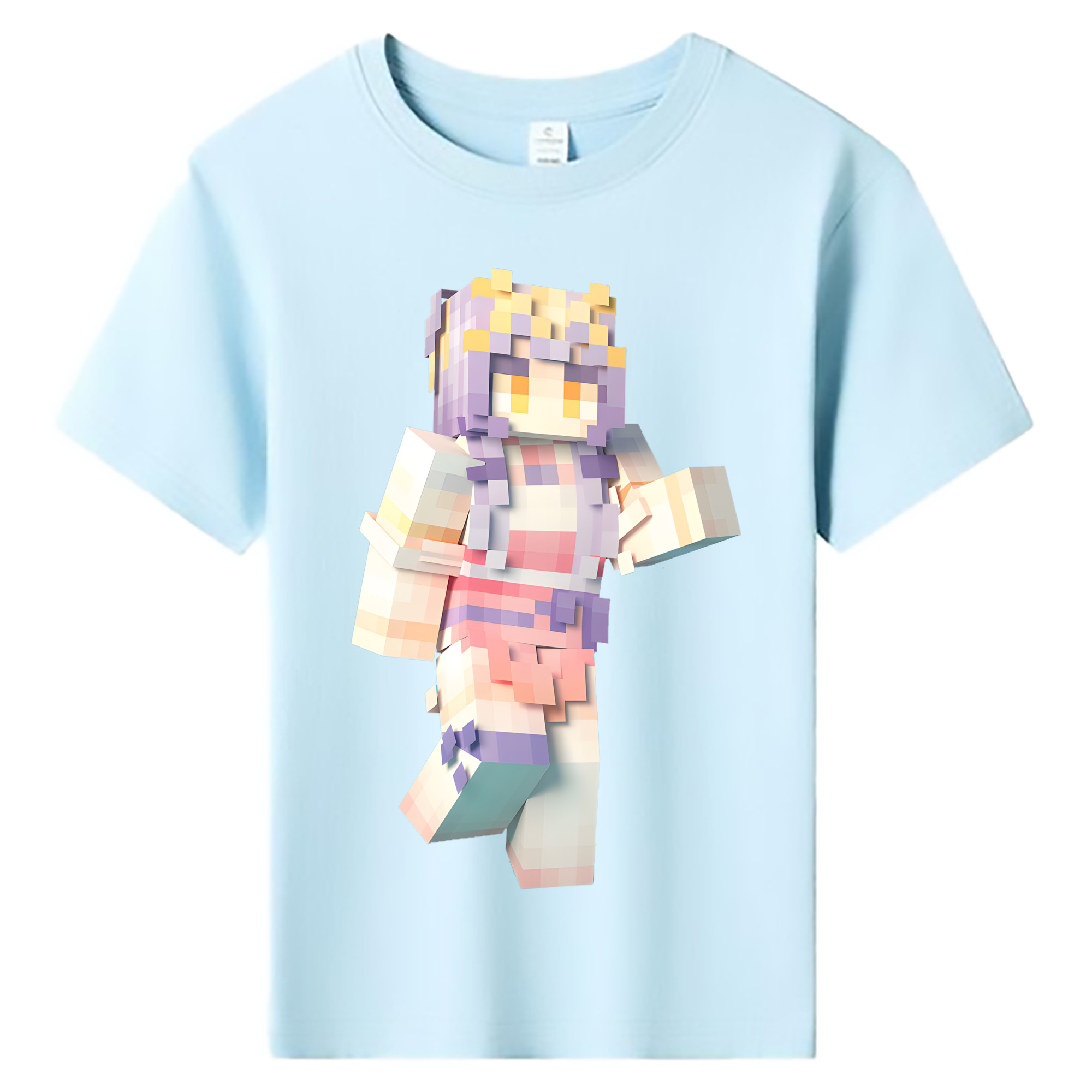 （画像用） マインクラフト ブロックの世界 Minecraft MC Block world 綿100％キッズTシャツ（フロントプリント）